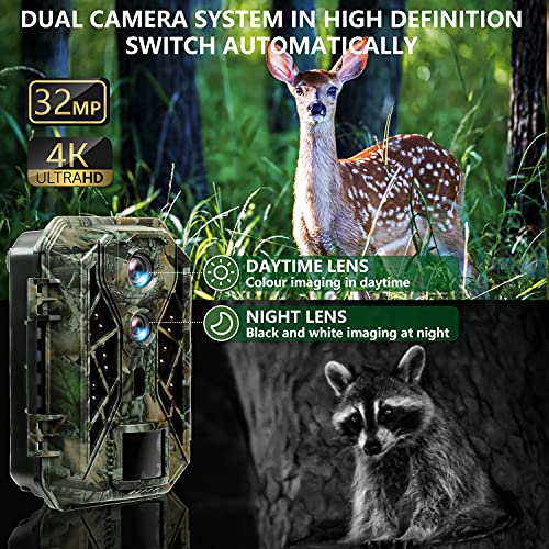 HAPIMP Fototrappola 4K 32MP Fotocamera Caccia con Dual-Lens Fototra...