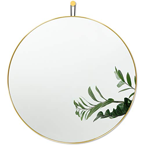 Harmati Specchio rotondo con cornice in metallo oro 50 x 50 cm – Specchio decorativo da parete per corridoio, soggiorno, camera da letto, bagno e da appendere, design moderno