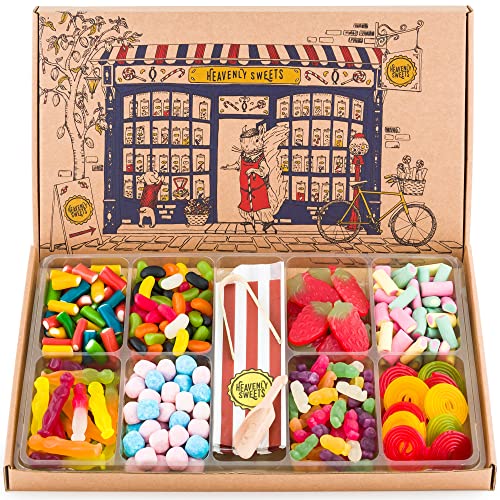 Heavenly Sweets 1.2kg Confezione regalo di dolci tradizionali Pick and Mix - Classico negozio di dolci retrò in una scatola - Cesto regalo perfetto per bambini, adulti, compleanno, Natale, Pasqua