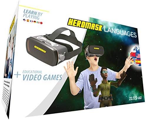 Heromask: Visore 3D Bimbo + Giochi Educativi Inglese, Spagnolo... [ Regali Originali ] - Giocattoli Bambino 5 6 7 8 9 10 11 12 Anni - VR Occhiali Realtà Virtuale