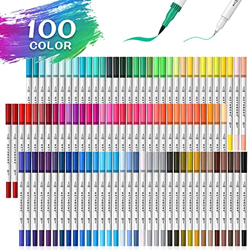 Hethrone Pennarelli a Doppia Punta Brush Pen Lettering 100 Colori P...