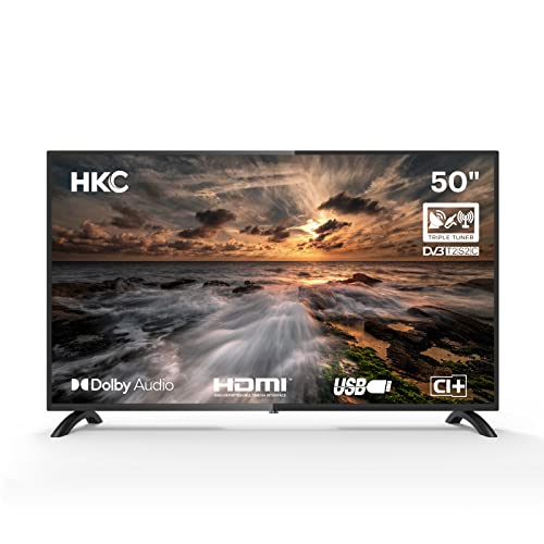 HKC 50F2 TV 50 pollici (Televisori 127 cm), Dolby Audio, Triplo Tuner DVB-C T2 S2, CI+, HDMI, USB, uscita audio digitale, modalità Hotel inclusa