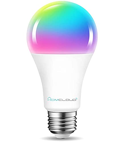 Homcloud Lampadina A70 Smart Wi-Fi Intelligente LED Multicolore + Bianco CCT E27 dimmerabile, 11W, 1050 Lumen, controllo con APP, Smart Life, Alexa o Google