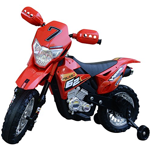 homcom Moto da Cross Elettrica per Bambini di +3 Anni, Moto Giocattolo 109×52.2×70.5cm Rosso