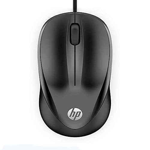 HP - PC Wired Mouse 1000 Cablato, Sensore Preciso, 1200 DPI, 3 Pulsanti, Rotella Scorrimento, Cavo USB 1.5 m, Design Pratico e Versatile, Ambidestro, Nero