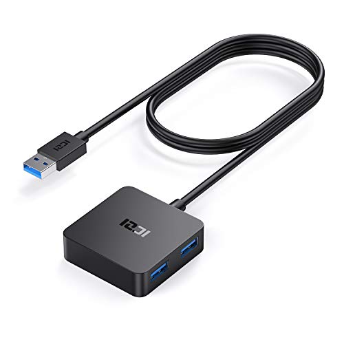 ICZI Hub USB 3.0, Compatto e Ultrasottile 4 Porte Splitter Dati USB con Cavo Lungo 4 piedi Adatto per MacBook Pro, Mac Mini, iMac, Android TV box, Nintendo Wii, Notebook …