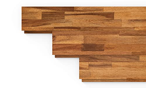 INTERBUILD acacia pannelli in legno per pareti - Installazione semplice per armature di pareti caratteristiche e progetti domestici fai-da-te, teak dorato