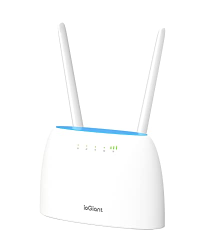 ioGiant Router 4G LTE con Sim, AC1200 Wi-Fi Dual-Band, Senza configurazione, Porta LAN WAN, Connettività Fino a 64 Dispositivi, Antenne Staccabile, modem 4G Sim, Compatibile con Tutti Gli Operatori