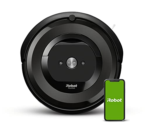 iRobot Roomba e6192 Aspirapolvere robot connesso, 2 spazzole in gomma multisuperficie, ideale per animali domestici, suggerimenti personalizzati, compatibile con gli assistenti vocali, nero