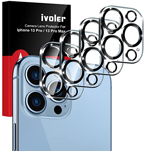 ivoler [4 Pezzi] Protezione Fotocamera Posteriore Compatibile con iPhone 13 Pro iPhone 13 Pro Max Fotocamera, Protezione Fotocamera [Copertura massima] [Anti Graffio] Pellicola in Vetro Temperato