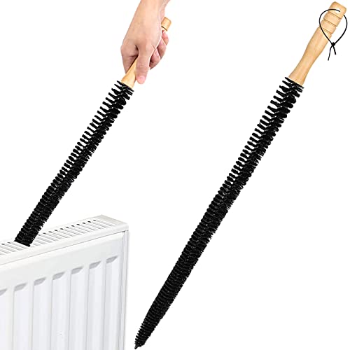 Jinhuaxin spazzola per radiatore, manico lungo e flessibile, per pulire il radiatore radiatore lungo e morbido pennello pulitore con manico in legno
