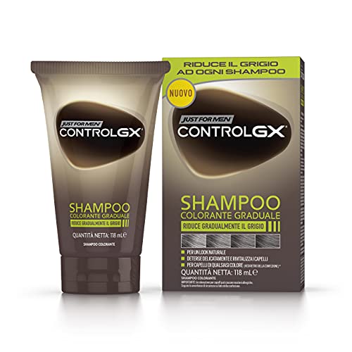 Just For Men Control GX Shampoo Colorante Per Uomo, Riduce Gradualmente I Capelli Grigi Per Un Look Naturale. 118ml