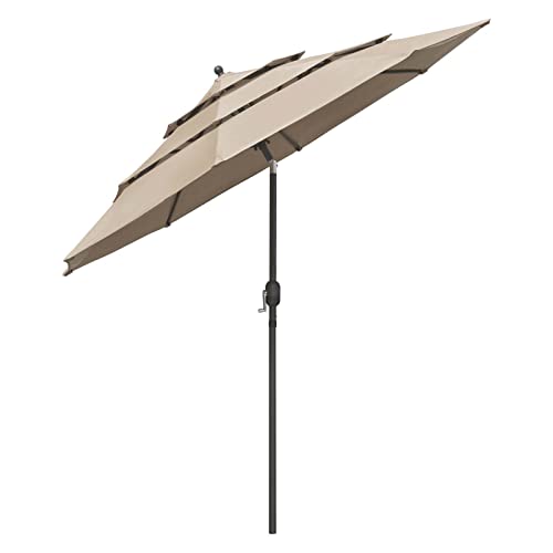 JYCCH Ombrellone da Giardino a 3 Livelli da 9 Piedi, ombrelloni da Spiaggia per Sabbia Resistente al Vento Portatile, con Presa d Aria, Parasole con ombrellone inclinabile per Patio, Gia