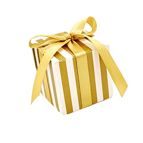 JZK 50 Striscia bianco oro scatola portaconfetti scatolina bomboniera segnaposto portariso per matrimonio compleanno Natale laurea nascita battesimo