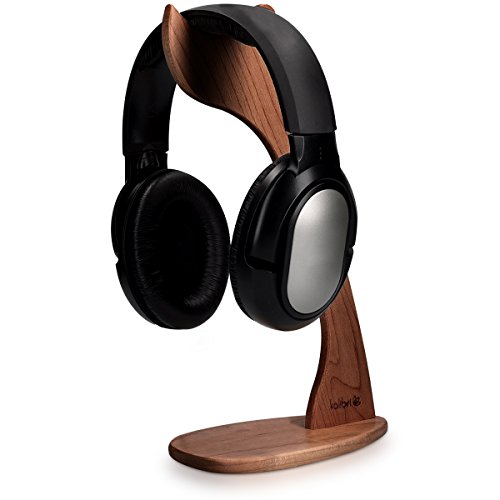 kalibri stand in legno per cuffie - supporto porta cuffie overear da tavolo sostegno universale per headphones design minimale in vero legno di noce