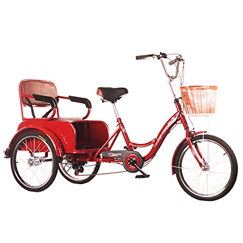 Kays Bici Cruiser Triciclo per Adulti Bicicletta a 3 Ruote Triciclo per Adulti con Seduta E Cornice Tre Ruote Bike 6 velocità Bicicletta A 3 Ruote Bicicletta Bicicletta Biciclet(Color:Rosso)