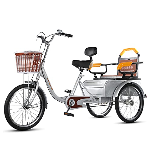 Kays Bici Cruiser Triciclo per Adulti Bicicletta a 3 Ruote Trike Bici Bicicletta Cargo Cesto per Adulti Triciclo Bici 20 Pollici A Tre Ruote Bici per Anziani Donne Uomini TR(Color:d Argento)