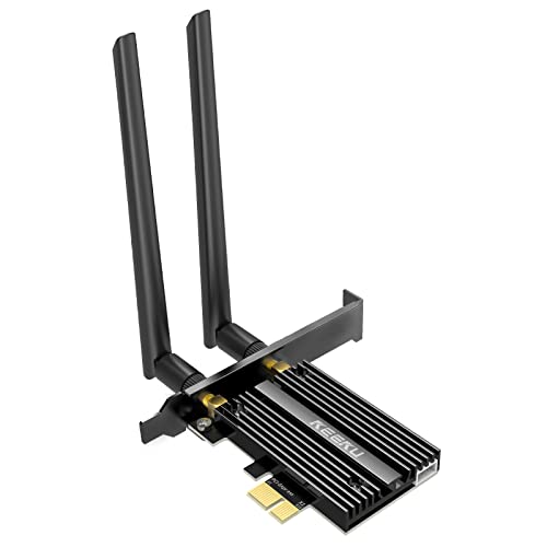 KEEKU Scheda WiFi 6 AX1800Mbps Bluetooth 5.2 Dual Band MIMO PCI Express X1 (PCIe) Adattatore Wi-Fi 2.4GHz 5GHz con 2 Antenne per PC Supporto Windows10, 11 64-bit