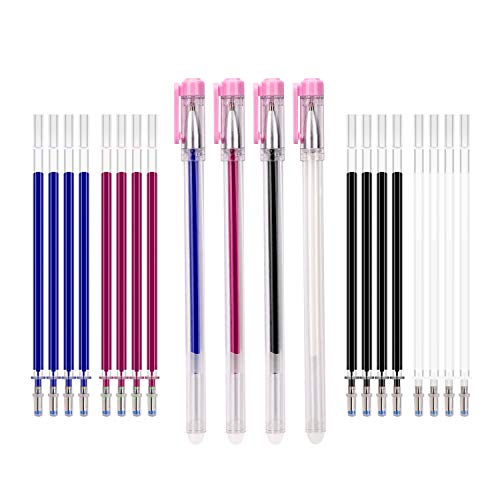 KINBOM - Penne termiche in 4 colori, cancellabili al calore, con 20 ricariche sostituibili e 4 penne