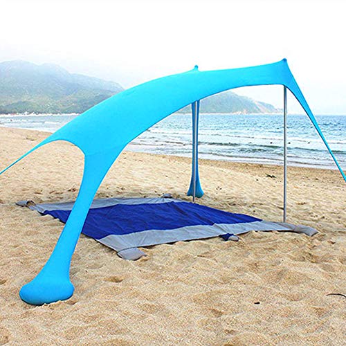 KLFD Tenda da Spiaggia Tenda da Spiaggia Portatile Plus Tenda da Spiaggia con Ancoraggio per Sacchi di Sabbia, Hyper Protezione UV Funzione Campeggio Ombrellone Tenda Ombrellone Tendalino,Blu