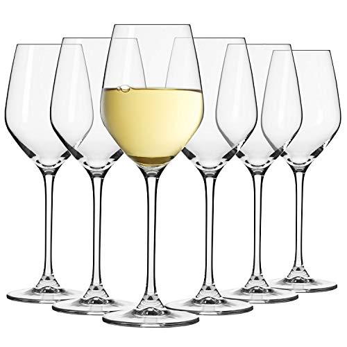 Krosno Piccoli Bicchieri Calice Vino Bianco | Set di 6 | 200 ML | Collezione Splendor | Ideale per la Casa, Ristorante Feste e Ricevimenti | Adatto alla Lavastoviglie