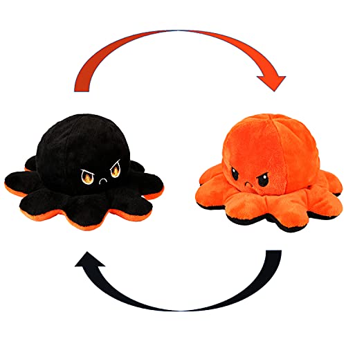 KUNSTIFY Peluche a forma di polpo di Halloween, per ragazze, per donne, per bambini che esprimono il vostro umore, regalo per fidanzata (nero arancione)