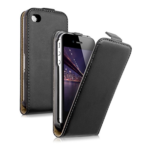 kwmobile Cover Compatibile con Apple iPhone 4   4S - Custodia Verticale Flip Case Cover in Simil Pelle - con Linguetta calamita