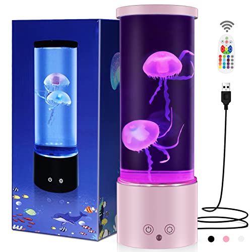 Lampada Meduse Lampada Lava Medusa Lampada Notturna Telecomando Jellyfish Lamp con 17 Colori che Cambiano & 4 Modalità Medusa Lampada Dell umore USB Lampada da Tavolo, Rosa