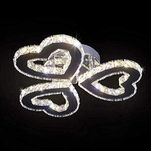 Lampadario moderno a 3 anelli a forma di cuore di cristallo Lampada a sospensione a LED per soggiorno Sala da pranzo Camera da letto Cucina Illuminazione interna (Cuore variabile)