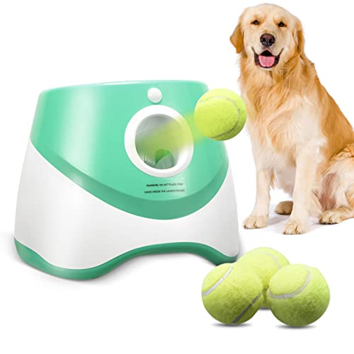 Lanciatore automatico di palline, InLoveArts Lanciatore di Palle per Cani Giocattoli Interattivi per Cani Funzione sensore, 3 Palla per Cani(5cm) (verde)