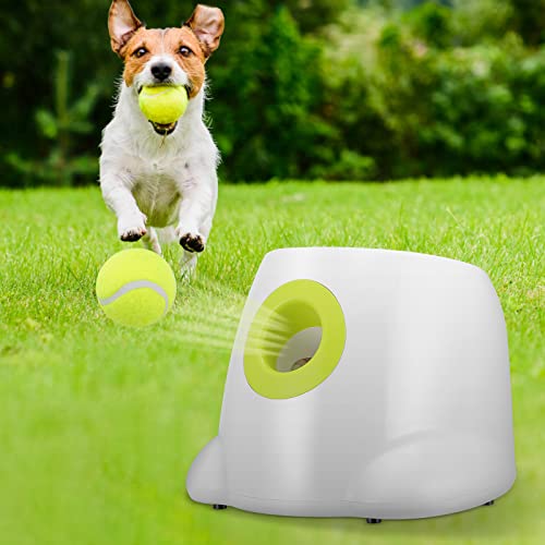 Lanciatore automatico di palline KKTECT per cani 3 impostazione della distanza regolabile Lanciatore di palline da tennis Giocattoli per l addestramento del cane all aperto Comprese 3 palline