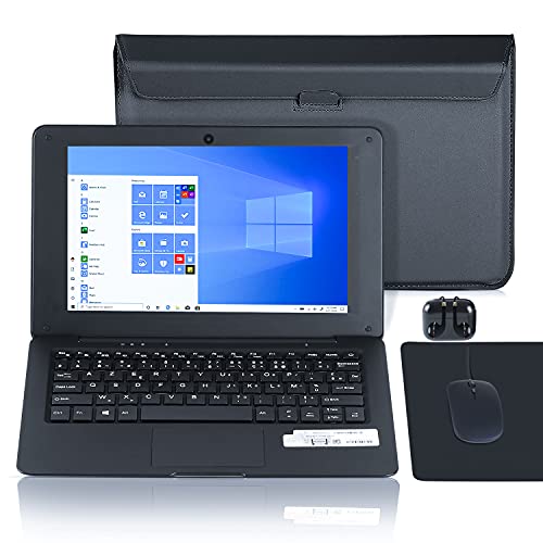 Laptop da 10.1 pollici, Notebook Windows 10 Computer Portatile, Display Full HD Quad Core Netbook Portatili ,2GB RAM 32GB ROM,Netflix,Youtube,Bluetooth,WiFi (Nero)