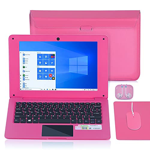 Laptop da 10.1 pollici, Notebook Windows 10 Computer Portatile, Display Full HD Quad Core Netbook Portatili ,2GB RAM 32GB ROM,Netflix,Youtube,Bluetooth,WiFi (Rosa)