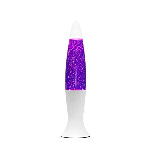 Lavalamp Roxy lampada lava bianca viola vintage retrò glitterata elegante con effetto magma cera viola G9 40 cm lampadina incl. ideale per feste