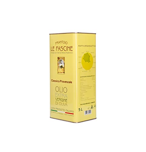 Le Fascine Olio Extravergine di Oliva Italiano in Latta da 5 Lt 100 % Prodotto da Olive Provenzale