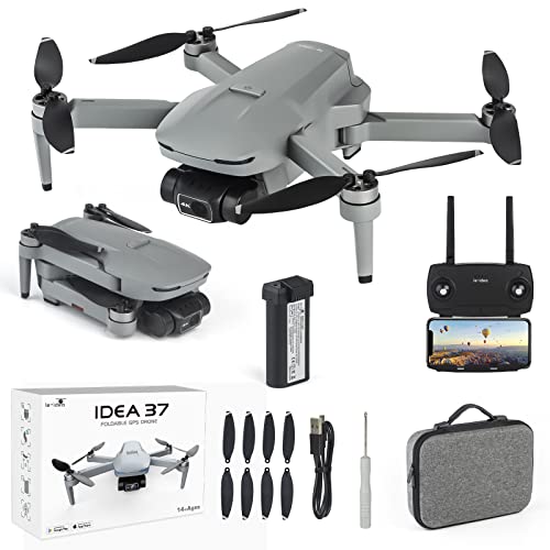 le-idea Drone Quadcopter GPS Ultraleggero e Pieghevole, 2 Assi Gimbal Con Telecamera EIS 4k, 16 Minuti di Volo, Foto 8 MP, 2.5 HD Trasmissione Video, Droni Professionale 5GHz per Principianti
