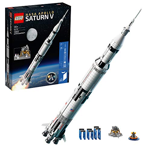 LEGO 92176 Ideas Saturn V Apollo NASA, Set di Costruzioni per Adulti con Razzo Giocattolo, Veicolo Spaziale e Modulo Orbitante, Decorazioni per Casa