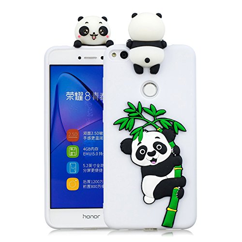 Leton Cover Huawei p8 Lite 2017 Silicone Panda 3D Morbido TPU Gel Custodia p8 Lite 2017 Antiurto Ultra Sottile Flessibile Gomma Case Protettiva Bumper Candy Copertura 3D Papa Panda Bianco