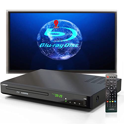 Lettore Blu-Ray dvd Per TV - 1080P HD Lettore DVD Compatto con Uscita AV & HDMI & Coassiale, Ingresso USB, Supporta Bluray DVD Region B 2 & DVDs Regione Libera 1~6