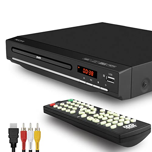 Lettore DVD per televisione, DVD   CD   VCD   MP3 con presa USB, uscita HDMI e AV, telecomando, senza regione, nero