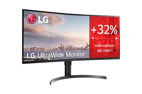LG 35WN65C-B - Monitor professionale curvo UltraWide WQHD da 89 cm con pannello VA (3440 x 1440 pixel, 21:9, 300 cd m², sRGB   99%, HDR 10, 1500:1, 5 ms, 100 Hz), colore: Nero
