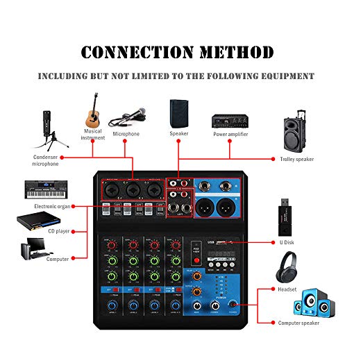 Lifeshow - Mini mixer audio professionale a 5 canali, con Bluetooth...
