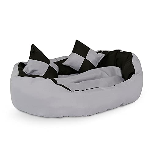 lionto Letto per cani cuscino per cani tessuto Oxford 4-in-1 design (S) 65x50 cm nero grigio