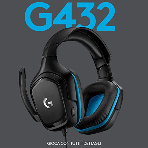 Logitech G432 Cuffie Gaming Cablate, Audio Surround 7.1, Cuffie DTS...