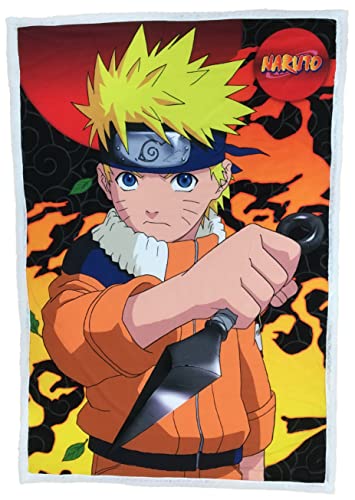 LYO Naruto Plaid Sherpa 100 x 150 cm Kunai - Coperta in Pile per Fan e Passioning, per Serate Calde - Licenza Ufficiale - Materiale Ultra Morbido - Confortevole e Caldo
