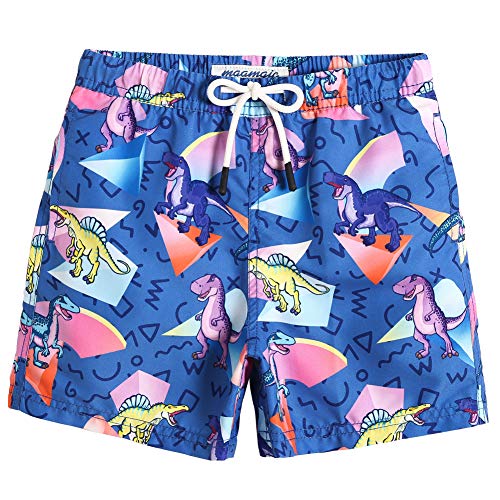 MaaMgic pantalocini da Bagno per bambimi Ragazzi Asciugatura Rapida Costume da Mare Spiaggia Piscina Slip Interno, Grande Dinosauro Blu, 3 Anni