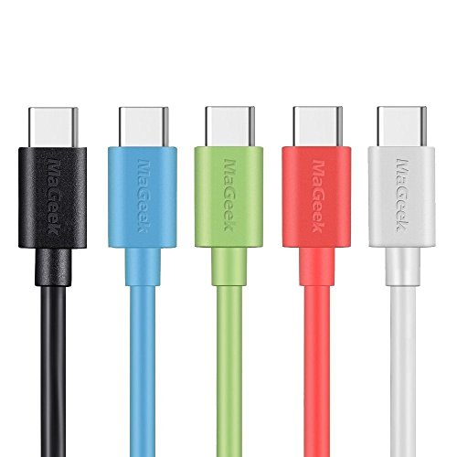 MaGeek Cavo USB Tipo-C a USB 2.0 (5 Pezzi)(1,0m) per Samsung Galaxy S9+,S9, S8, S8+, Nexus 6P, LG G6, New MacBook, Google Pixel XL, Huawei P9 P10 e più (Nero,Bianca,Verde,Blu,Rosa)
