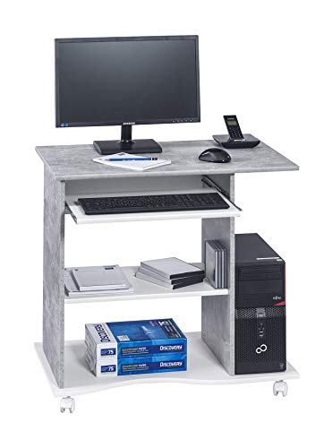 MAJA Möbel Office Modelli Unico Scrivania Computer, Decorazione in Legno, Effetto Cemento – Bianco Tinta Unita, 80,00 x 50,00 x 75,00 cm