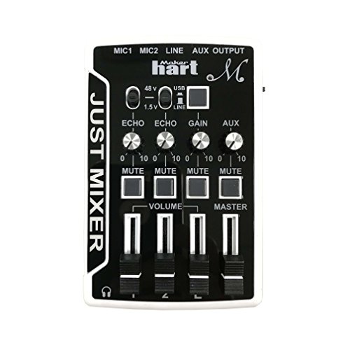 Maker Hart Just Mixer M – Mini mixer per microfoni con preamplificatore per alimentazione phantom, ingresso e uscita audio USB
