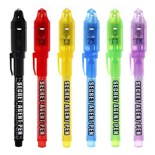 Maleden, penna a inchiostro invisibile, penna spia con luce UV, evidenziatore magico per bambini per messaggi segreti e riempitivo per sacchetti da festa